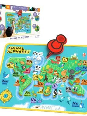 BRAND NEW: FAO Schwarz Interactive Map World of Animals 19.02 x 23.62 x 0.75 in